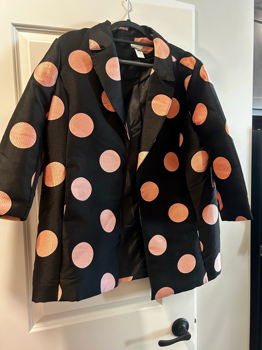 Multiples Black Blazer with Peach Polka Dots